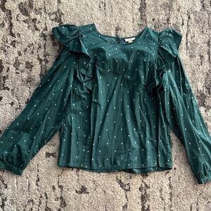 a.n.a Teal Ruffle Blouse
